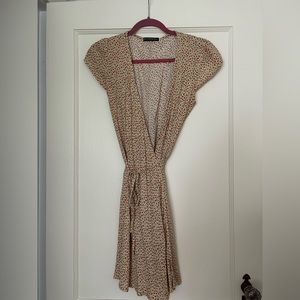 Brandy Melville Yellow Ditsy Floral Wrap Dress